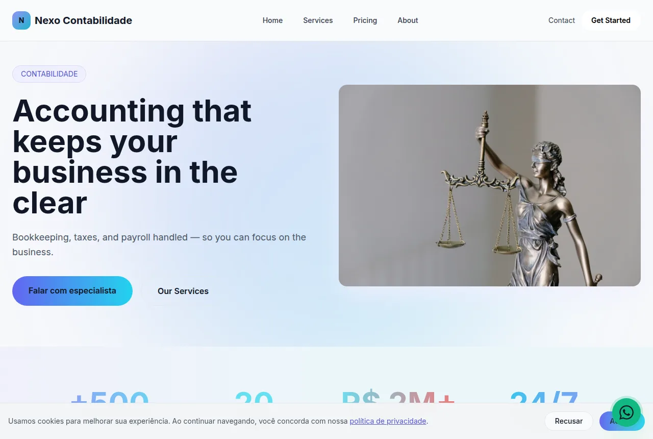 Example accounting firm website built with Tavoren