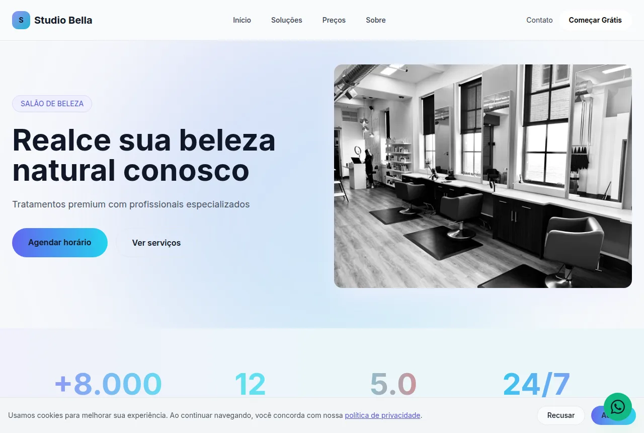 Exemplo de site para salão de beleza criado com o Tavoren