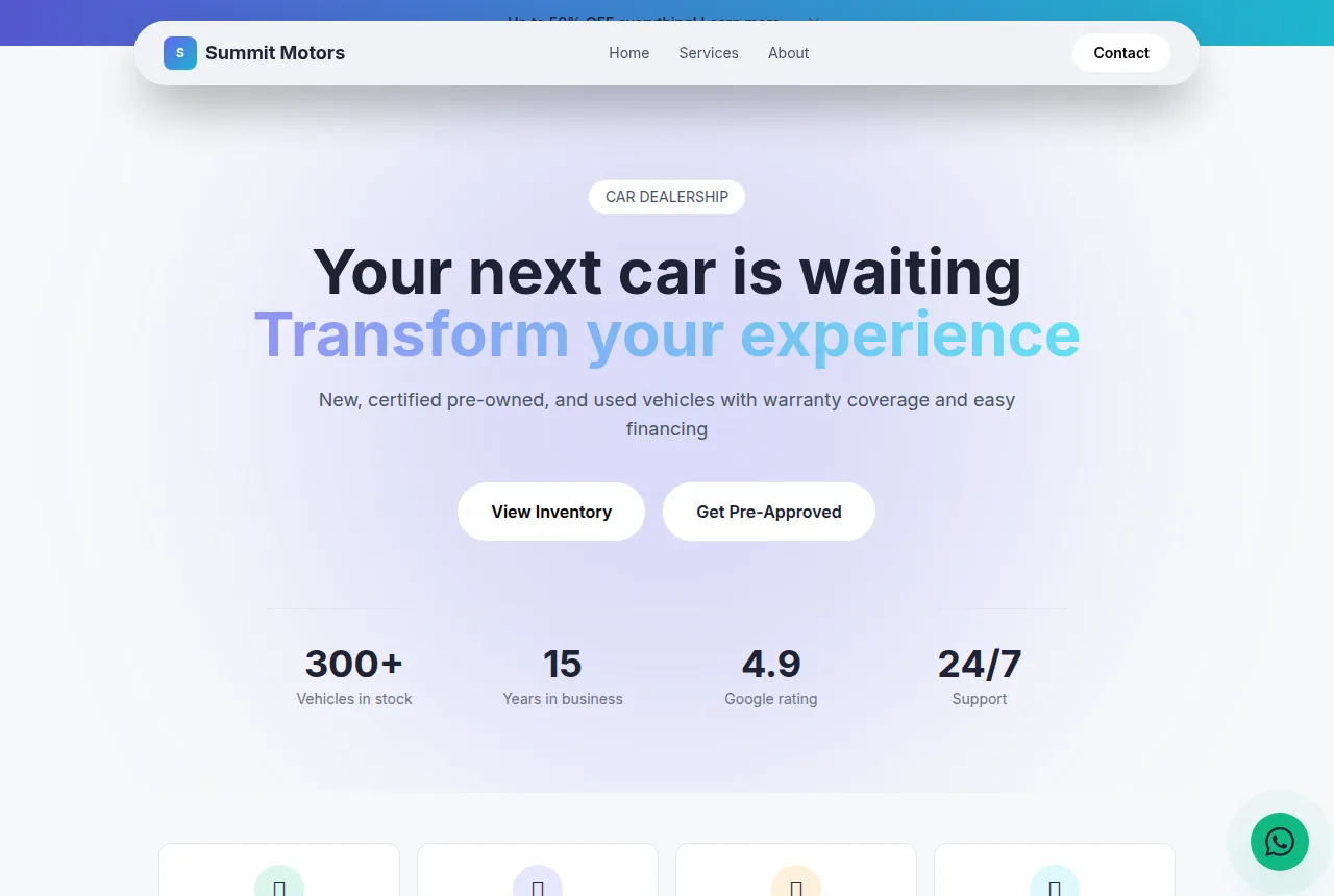 Example car dealership website built with Tavoren