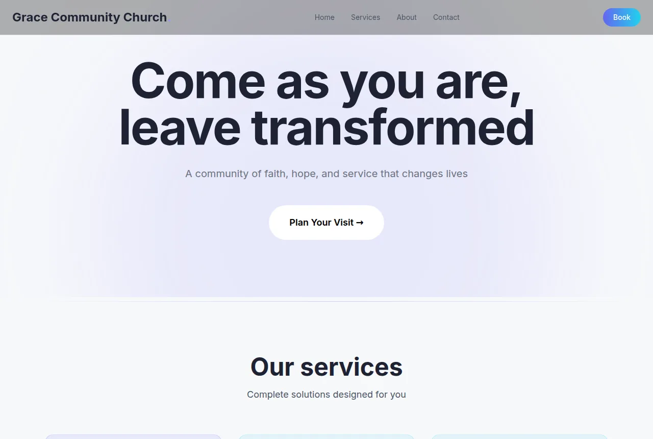 Example church website built with Tavoren