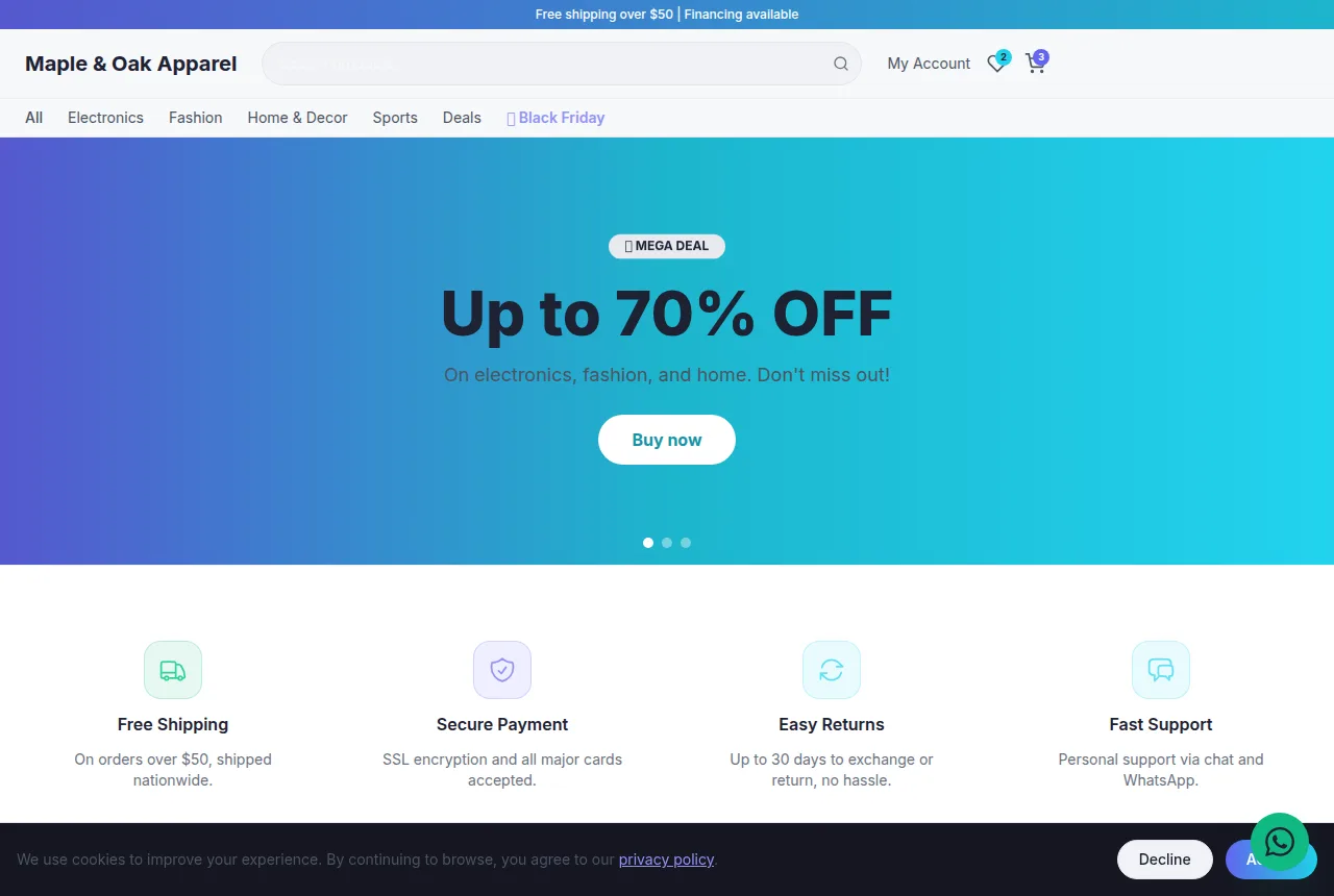 Example clothing store website built with Tavoren