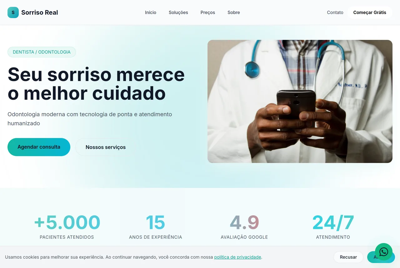 Um site de dentista feito no Tavoren