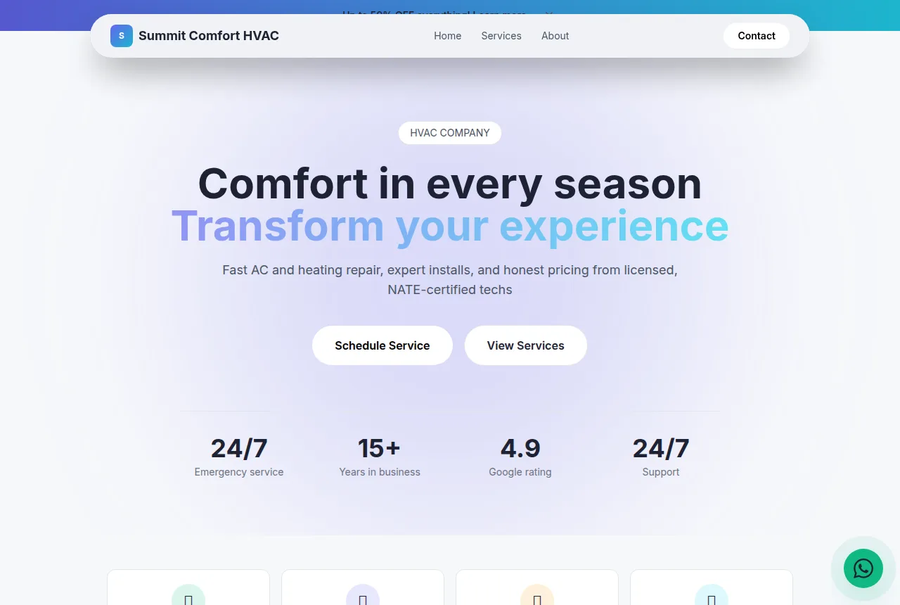Example hvac company website built with Tavoren