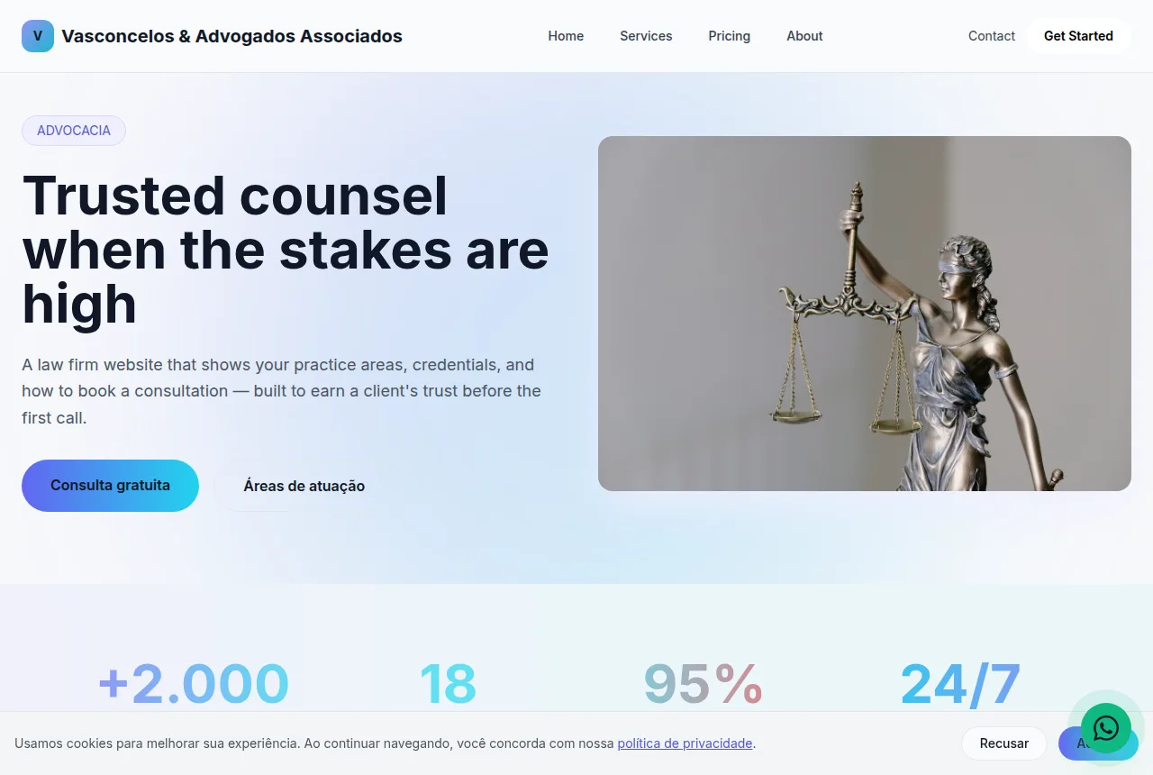 Example law firm website built with Tavoren