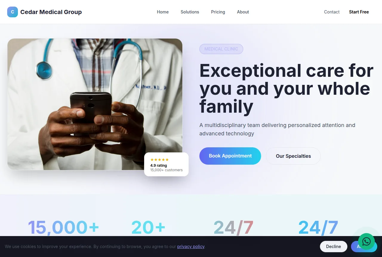Example medical clinic website built with Tavoren