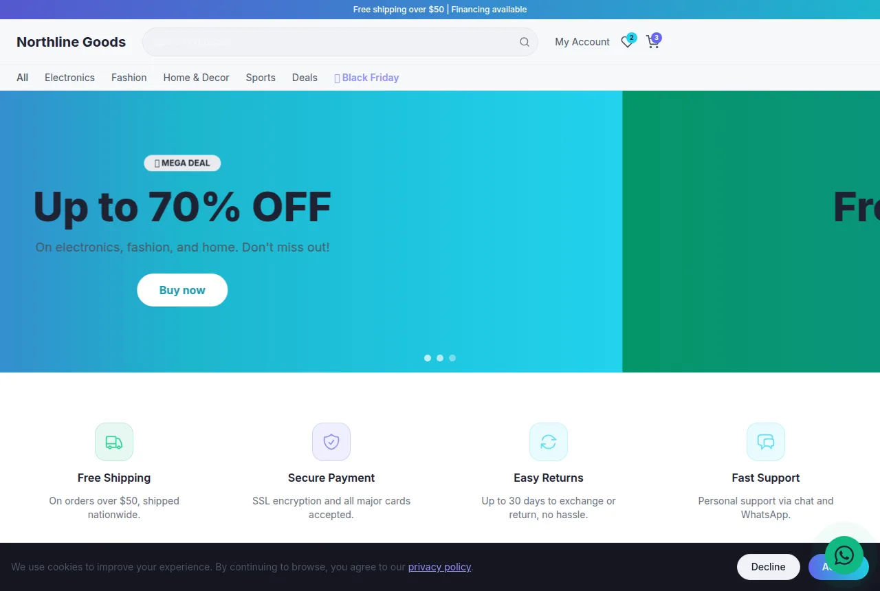 Example online store website built with Tavoren