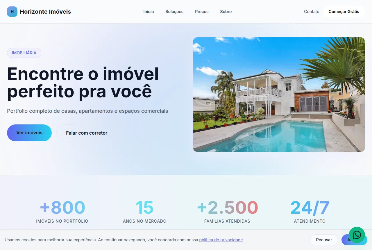Exemplo de site para imobiliária criado com o Tavoren