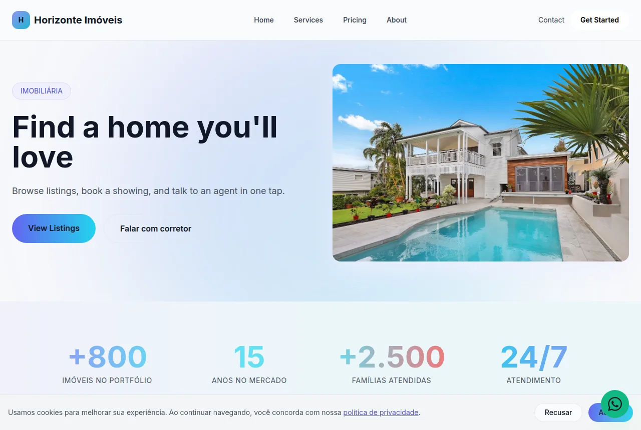 Example real estate agent website built with Tavoren
