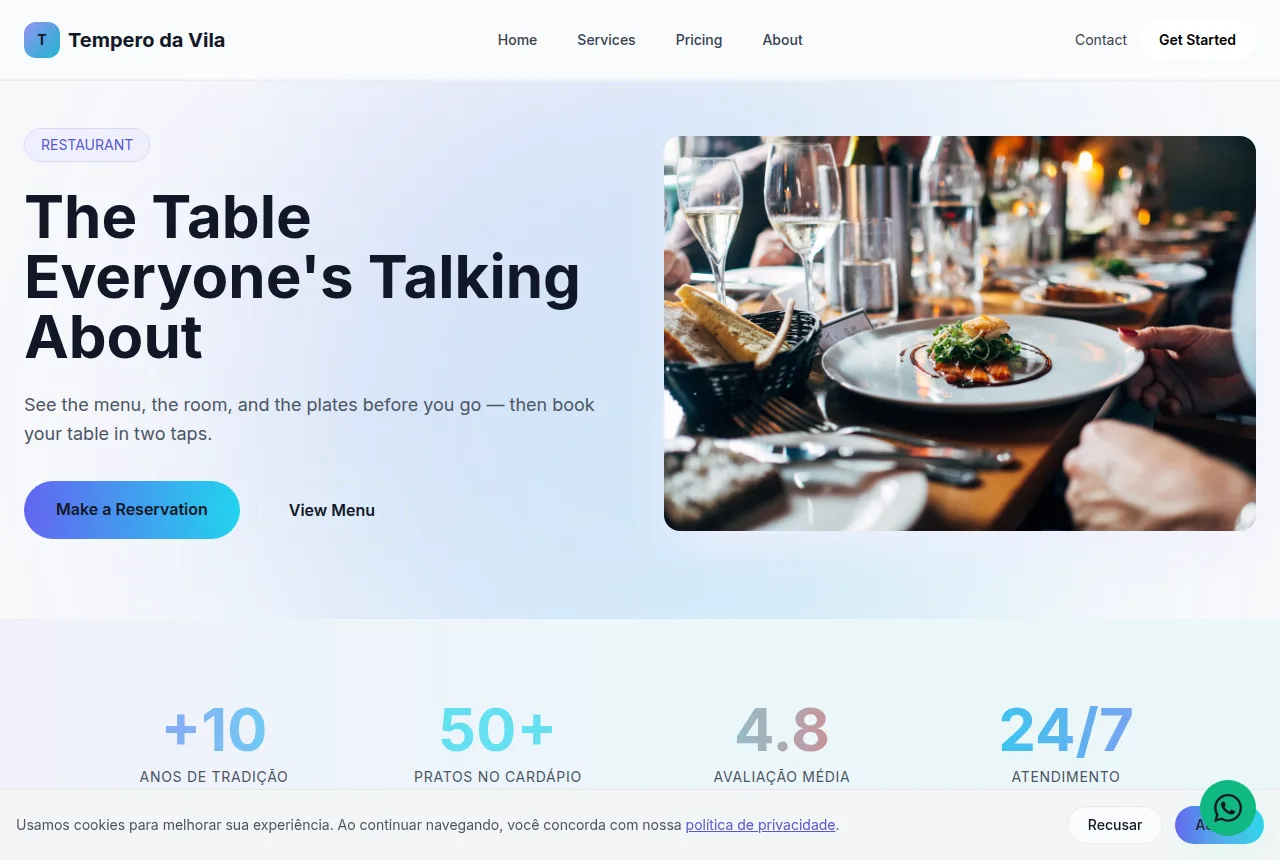 Example restaurant website built with Tavoren